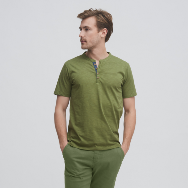 Grüne Henley T-Shirt Herren
