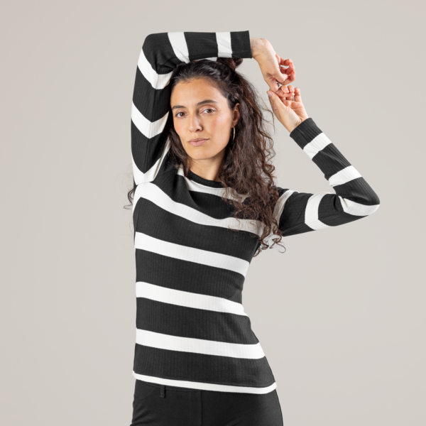 Stripede Long-sleeved shirt Women long-sleeved turtleneck
